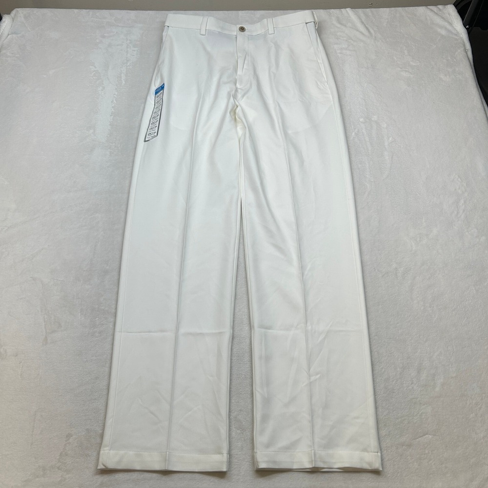 Haggar Cool 18 Pro Dress Pants Mens 32x32 White Classic Fit 4-Way‎ Stretch NEW - Picture 2 of 7
